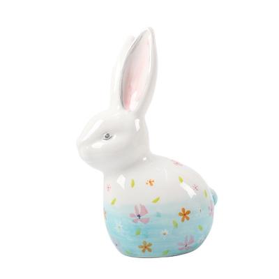 China 2020 Gift Ceramic Rabbit Easter Bunny Decorating Figure Supplies For Kids for sale