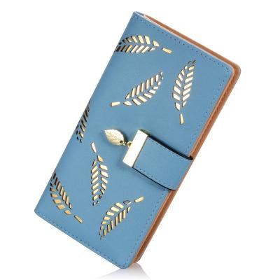 China Waterproof Cute Chocolate Women's Long Leaf Bifold Wallet Leather Card Holder Purse Zipper Buckle Elegant Clutch Wallet Handbag for Women for sale