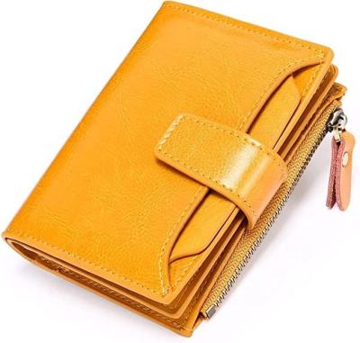 China RFID Hot Sale Minimalist RFID Blocking Custom Bifold Slim Leather Women Wallet Card Holder Money Bag for sale