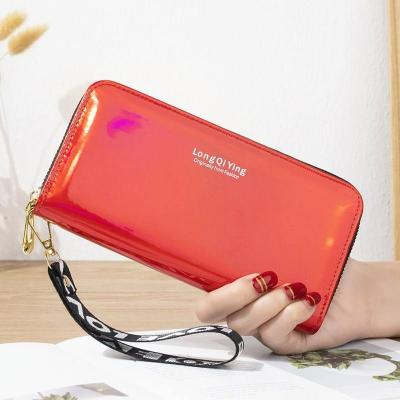 China Anti-Theft Top Sale Wholesale OEM Stock Credit Card Women Purses Long Style Student Laser PVC Holographic Wallet for sale