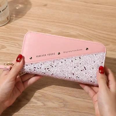 China Anti-Theft Wholesale Fashion Ladies Wallets Zipper Clutch Wallet Ready To Ship Carteras De Mujer Wristlet Long Women Wallet for sale