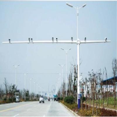 China 6.5 meter Hot Dip Galvanized Double Arm Steel Road Street Traffic Signal Lighting Pole And Road Camera Monitoring Pole for sale