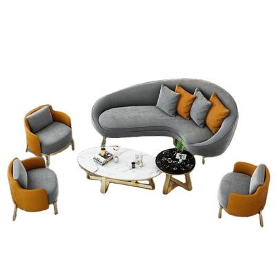 China Modern living room furniture hotel office contemporary sofa luxury sales fabric art sofa tea table light combination for sale