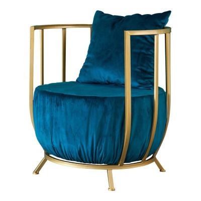 China Contemporary Gold Flannel Wrought Iron Bachelor Single Sofa Chair Light Luxury Nordic Bedroom One Sofa Table And Two Chairs for sale