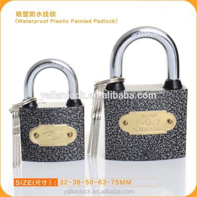 China Waterproof Plastic Painted Door Lock Iron Padlock, Long Shackle and Short Shackle Can Be Available for sale