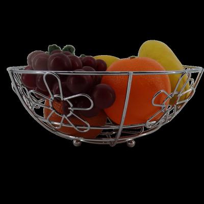 China Contemporary Chrome Plated Stainless Steel Alloy Metal Fruit Storage Basket Food Storage Container for sale