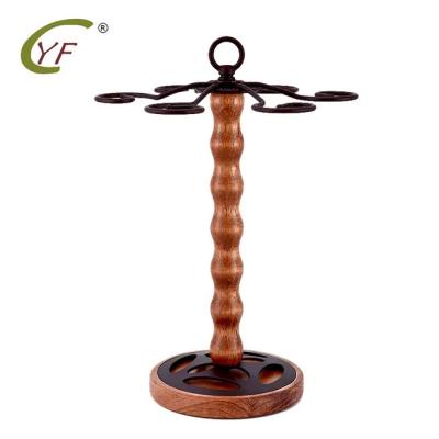 China Wholesale Minimalist Base Metal Wine Glass Shelf Natural Simple And Strong Solid Wood for sale