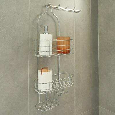 China Modern Bathroom Shelves No Drilling Holes, Stainless Steel Hangers, Hanging Shower Shelf Wall for sale