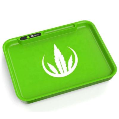 China Eco-friendly Customized Accessories USB LED Rechargeable Smoking Rolling Light Led Tray for sale