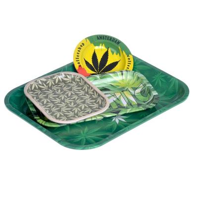 China Wholesale Cheap Price Tinplate Tin Tray Metal Smoking Rolling Ashtray for sale