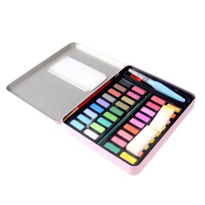 China Empty Tin Solid Watercolor Metal Palette Case Tin Storage Box Artist Paint Pans Painting Portable Foldable 24/36/48 For Students for sale