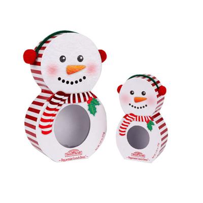 China Multi-Functional Christmas Snowman Shape Tin Box Classic Good Quality Xmas Themed Tin for sale