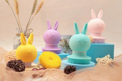 China Rabbit Shaped Soft Silicone Body Brush Customized Molding Parts for sale