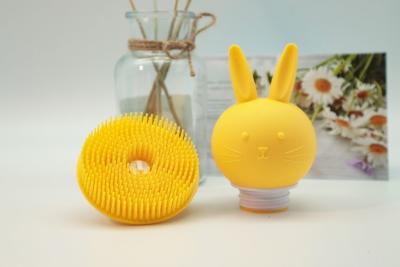 China Yellow Soap Dispenser Silicone Loofah Rabbit Shaped for sale