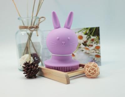 China Rabbit Shaped Purple Silicone Bath Body Brush Quick Drying for sale