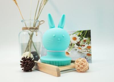 China Blue Rabbit Shaped Silicone Body Scrubber High Temperature Resistant for sale