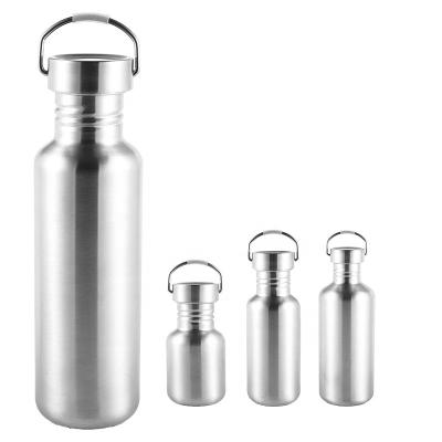 China Sustainable 20oz / 600ml Sports Single Wall Stainless Steel Travel Water Bottles With Metal / Wooden Lid for sale