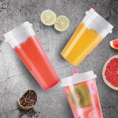 China DOUBLE WALL PP Hard Plastic Cups Logo Injection Frosted Clear Plastic Disposable Custom Cold Drink Cups With Lids for sale