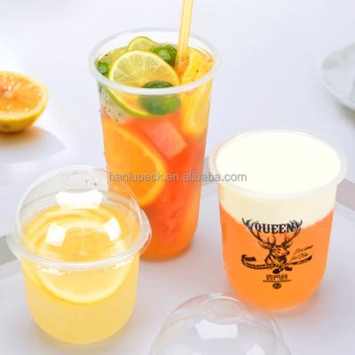 China DOUBLE WALL Blister U Shape Cup Disposable Soft Milk Tea Boba Milk Tea Factory Wholesale Custom PP Plastic Flat Cups for sale