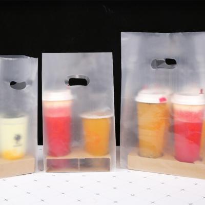 China Disposable eco plastic bag wholesale take away boba tea cup bags for sale