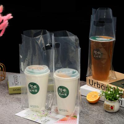 China Disposable custom logo plastic take away bags clear bubble boba tea bag for sale