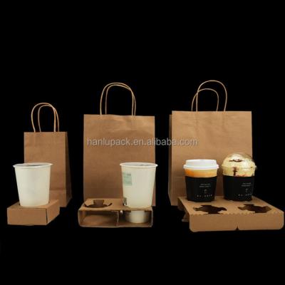 China Disposable Coffee Cup Paper Bags Customize Kraft Paper Bags Black White Shopping Bags for sale