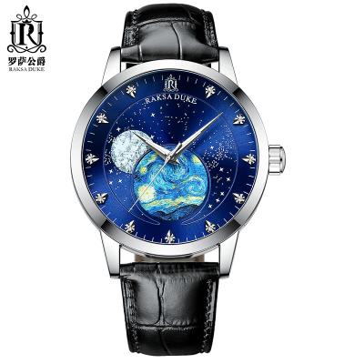 China Art Design Leather Wrist Watch Automatic Private Label  Leather Material for sale