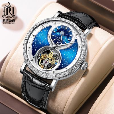 China Diamond Design Leather Stylish   Wrist Watch Tourbillon Luxury Waterproof Luminous Wrist Watch for sale