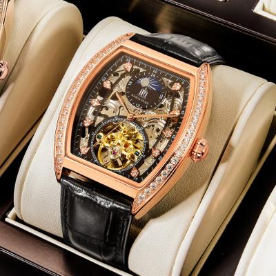 China Tourbillon Movement  Leather Wrist Watch Diamond Automatic Mechanical for sale