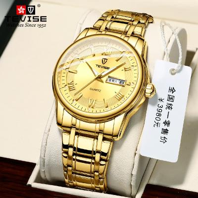 China Business Quartz Wristwatches Gold Stainless Steel Strap For Men for sale