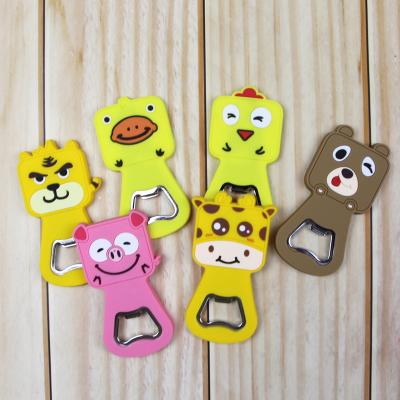 China Viable Cartoon PVC Pop Up Bottle Opener Wall Mounted Silicone Rubber Top Bottle Opener for sale