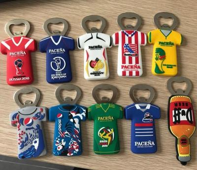 China 2018 Viable Custom 10 Models World Cup Promotion Gift Silicone Rubber Metal Beer Bottle Opener for sale