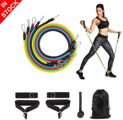 China Wholesale Custom Gym Exercise Fitness Fitness 11 Pieces 11 Pcs PC Resistance Bands Tubes Set With Handles for sale