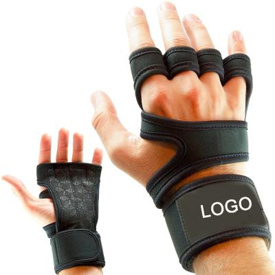 China Wholesale Custom Logo Men Protection Palm Cross Training Fitness Weightlifting Grip Gym Anti-Slip Gloves For Workout for sale