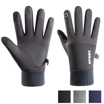 China Anti-slip Sports Winter Gloves Touch Screen Cycling Full Fingers Customized Black Winter Gloves for sale