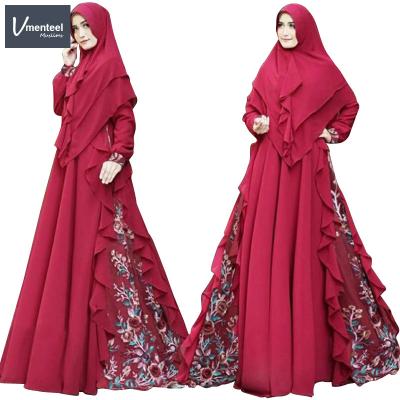 China Polyester Traditional Islamic National Dress Simple And Elegant Long Sleeve Chiffon Muslim Dress for sale