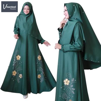 China Polyester Traditional Islamic National Dress Simple And Elegant Long Sleeve Chiffon Muslim Dress for sale