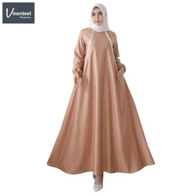 China Polyester Traditional Islamic National Dress Simple And Elegant Long Sleeve Chiffon Muslim Dress for sale