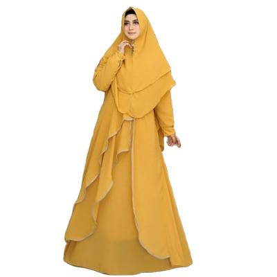 China Polyester Traditional Islamic National Dress Simple And Elegant Long Sleeve Chiffon Muslim Dress for sale