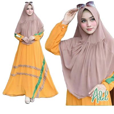 China Polyester Traditional Islamic National Dress Simple And Elegant Long Sleeve Chiffon Muslim Dress for sale