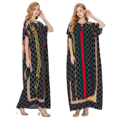 China Polyester Muslim Women's Middle East Clothing Islamic Long Robe Plus Size Kaftan Dress for sale