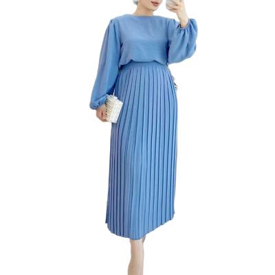 China 2023 Newest Modest Muslim Dress Plain Loose Polyester Cotton Fashionable Casual Cheap OEM Kaftan Maxi Dress Ladies Islamic Clothing Set for sale