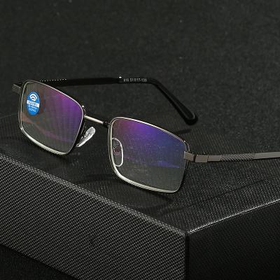 China Blue Light Gray Color Anti Glass Metal Frame Anti Glass Light Reading Glasses For Men for sale