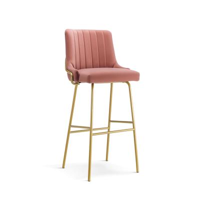 China Wholesale Modern Adjustable Chair Gold Powder Coated Velvet Rose Style Chairs Bar Stools OEM&ODM Frame for sale