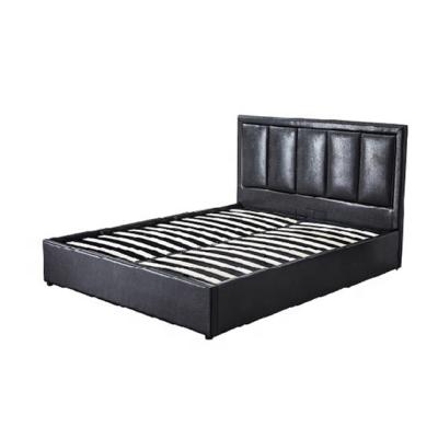 China Modern Home Storage Furniture Bedroom PU Leather Bed Frame Bed Frame Full Size Solid Wood Base for sale