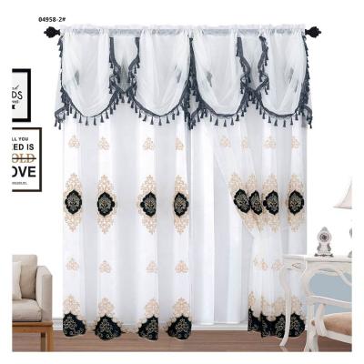 China Blackout Embroidered Luxury Pure White Sheer Curtain Fabric With Attached Drapery for sale