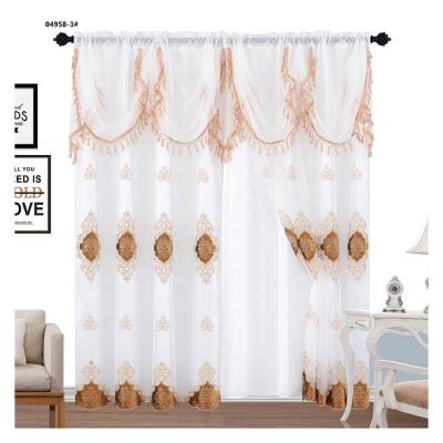 China White Blackout Tube Embroidery Pattern Tulle Drapes And Shears Curtain Window For Hotel for sale