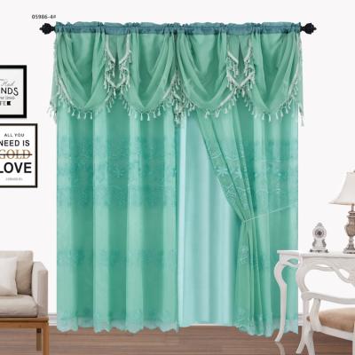 China Full Blackout Decoration Light Shading Living Room Floral Luxury Sheer Embroidery Ready Made Curtain for sale