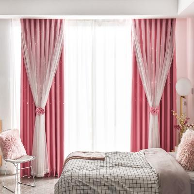 China Beautiful Korean Style Blackout Princess Star Girls Room Blackout Curtain Sets Window Curtain For Kids Bedroom for sale