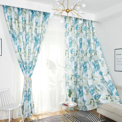 China Decoration Hotel Curtain Fabric Printing Green Leaf Window Curtain For Home Gazebo Room for sale